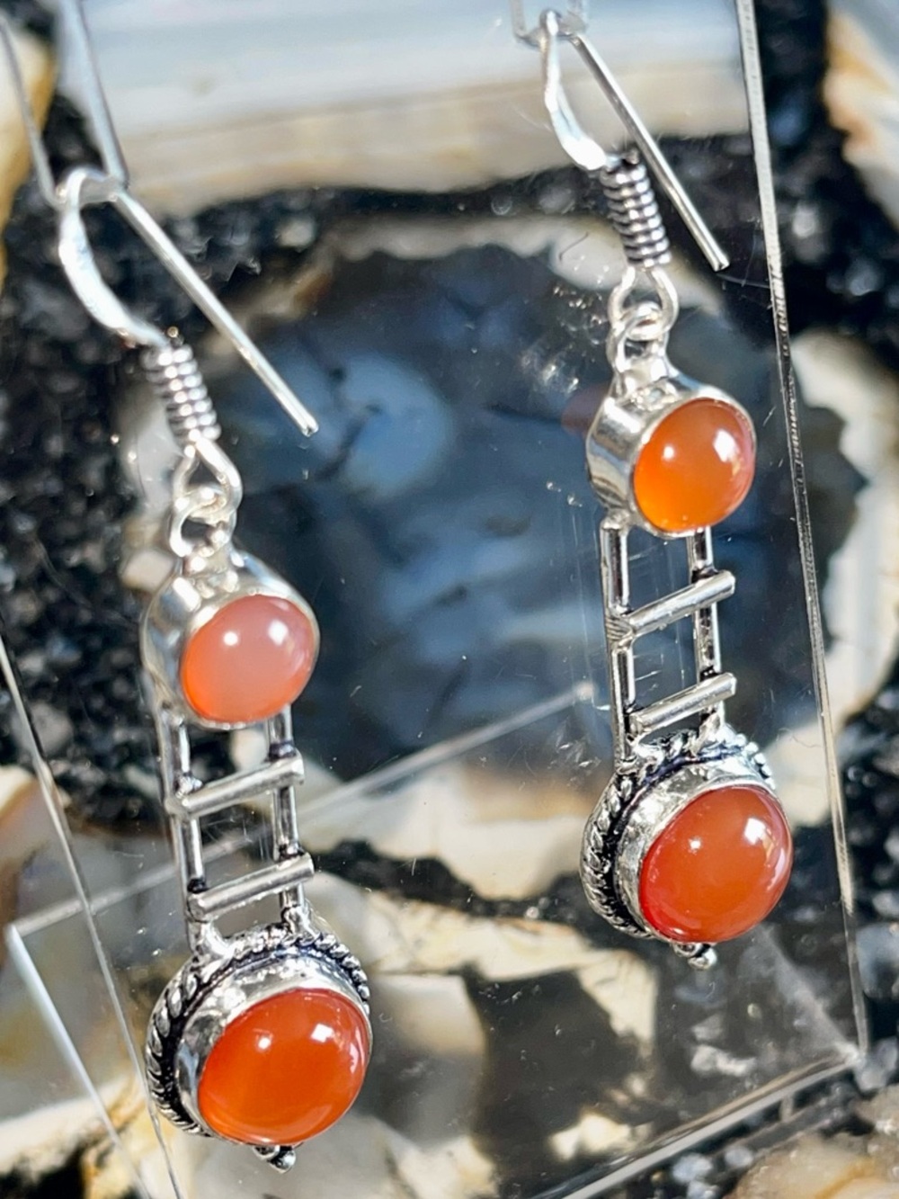 Carnelian Earrings 2 1/4”